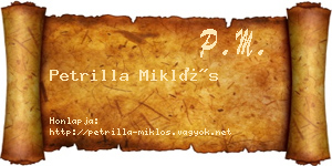 Petrilla Miklós névjegykártya